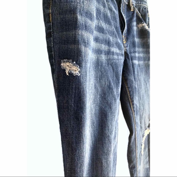 LOFT dark wash distressed boyfriend jeans - Picture 3 of 4